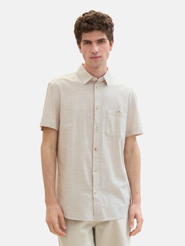 TOM TAILOR DENIM Regular fit Button Up Shirt in Beige: front