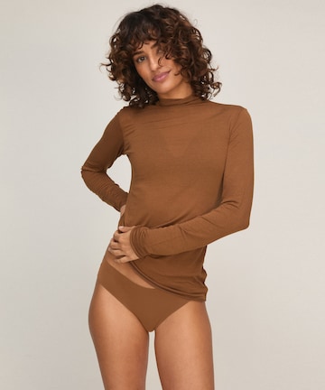 Hunkemöller Shirt 'Turleneck with Cashmere' in Brown: front