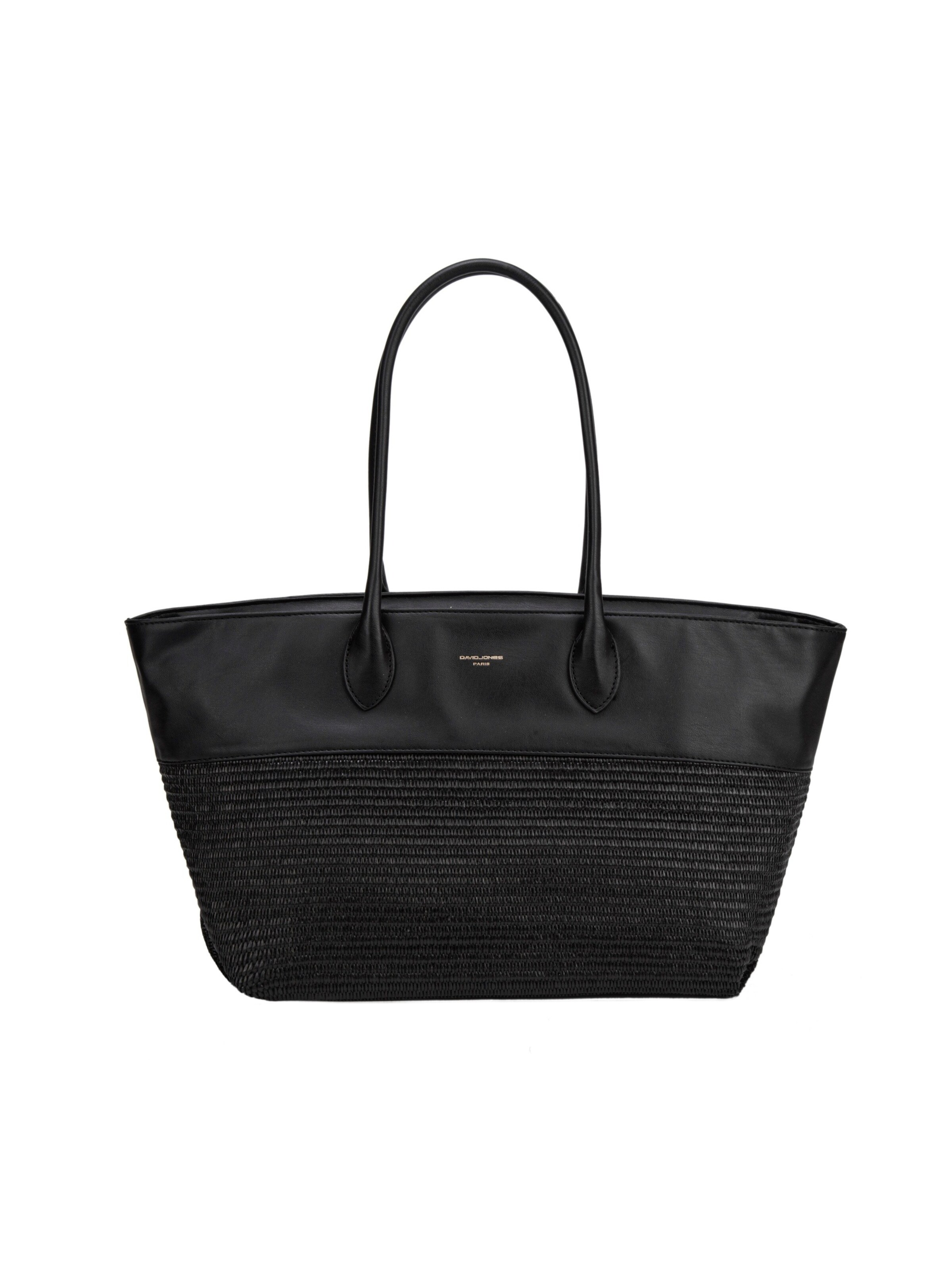 Borsa a spalla 'Borsa Shopper David Jones Bicolore Ecopelle e Tessuto Intrecciato' di David Jones in nero: frontale