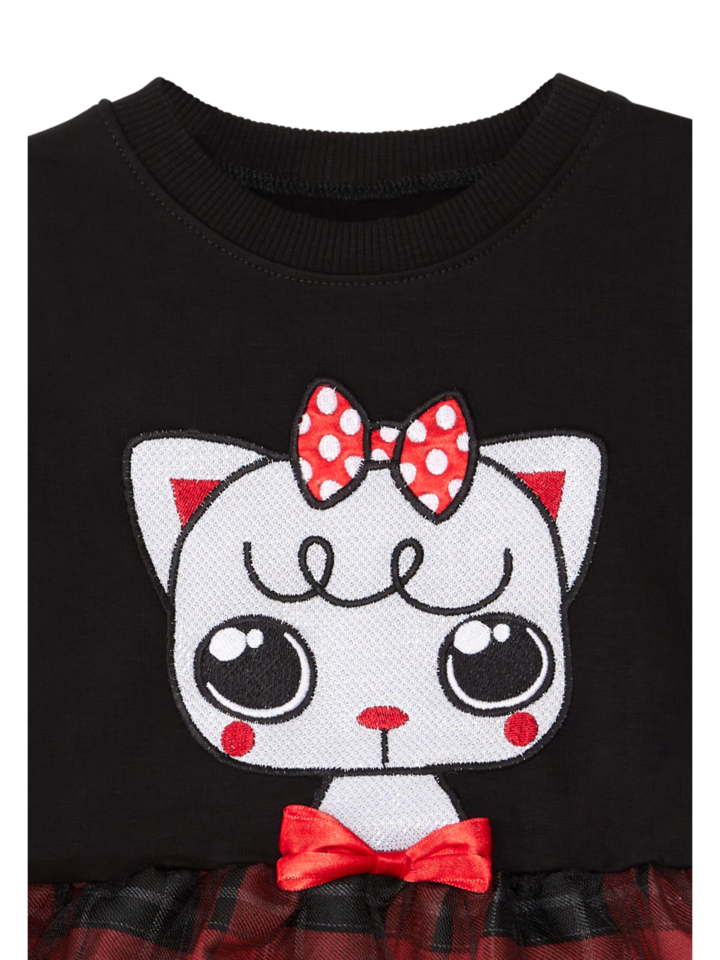 Denokids Jurk 'Red Ribbon' in Zwart
