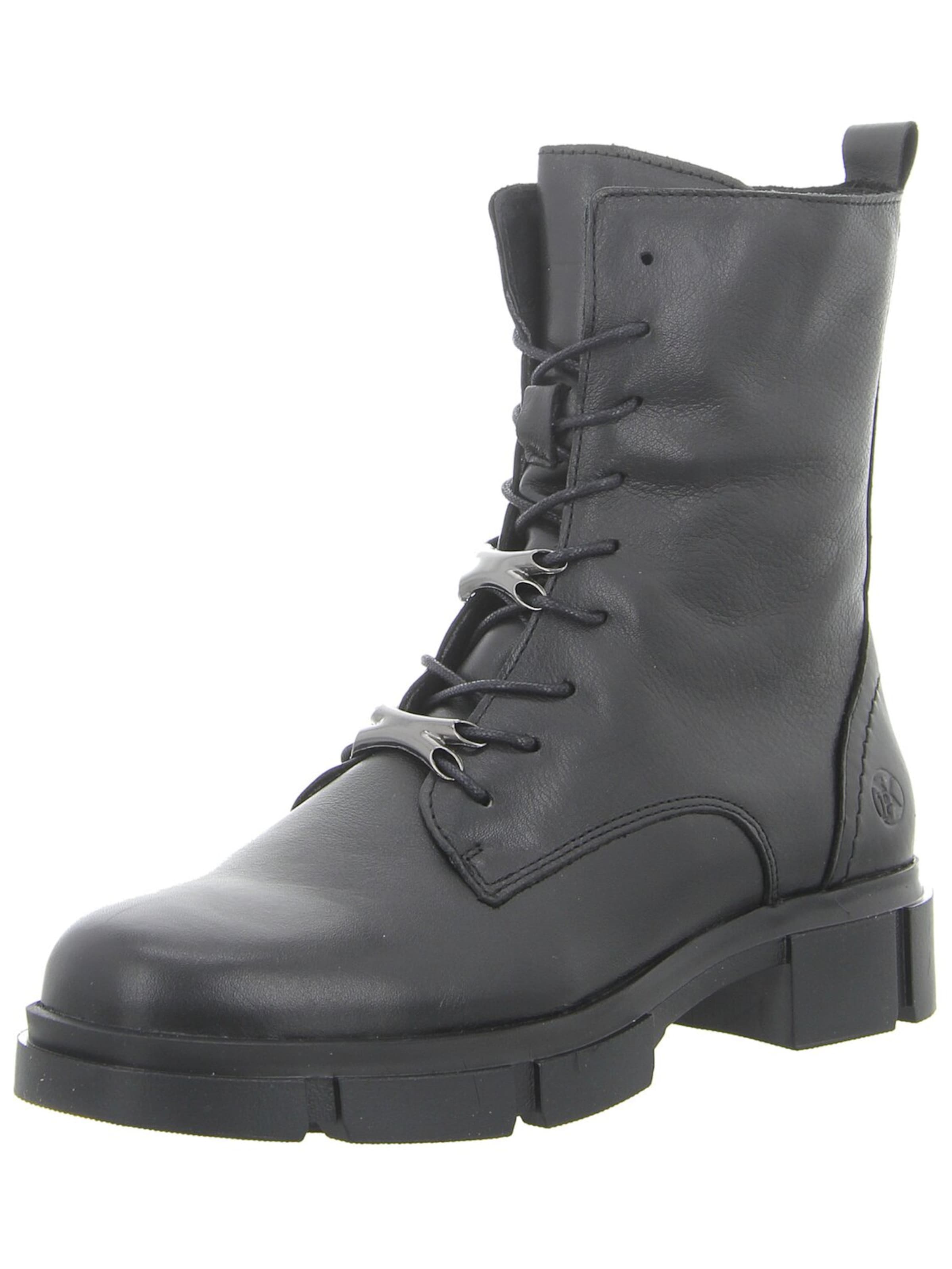 Post Xchange Lace-Up Boots 'Damen Stiefelette BODIL 215 2220 Echt Leder in schwarz' in Black: front