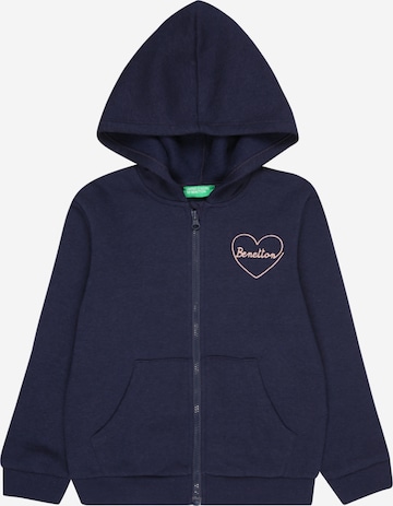 UNITED COLORS OF BENETTON Zip-Up Hoodie in Blue: front