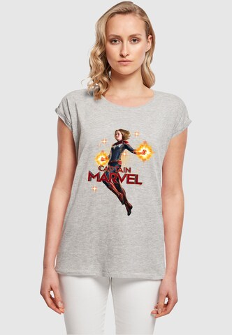 ABSOLUTE CULT Shirt 'Captain Marvel - Carol Danvers' in Grijs: voorkant