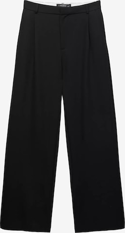Pull&Bear Bukser med lægfolder i sort: forside