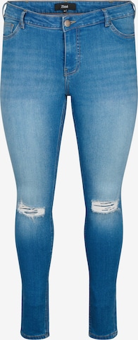 Coupe slim Jean 'SANNA FIT' Zizzi en bleu : devant