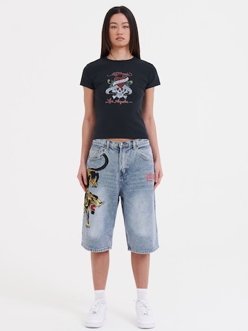 Ed Hardy Loosefit Shorts 'Panther Crawl' in Blau