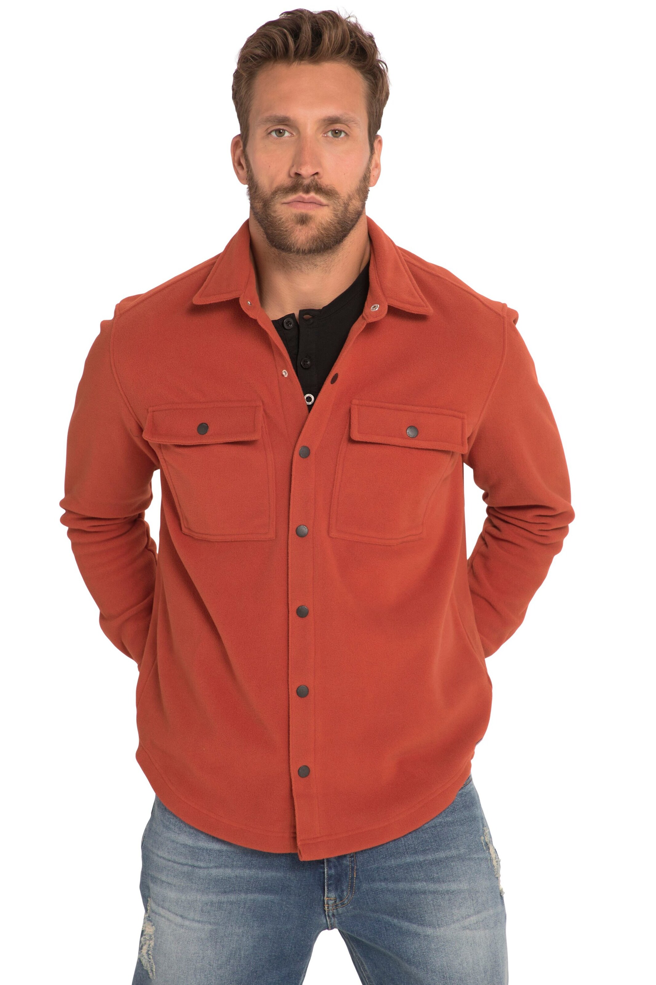 JP1880 Regular fit Overhemd in Rood: voorkant