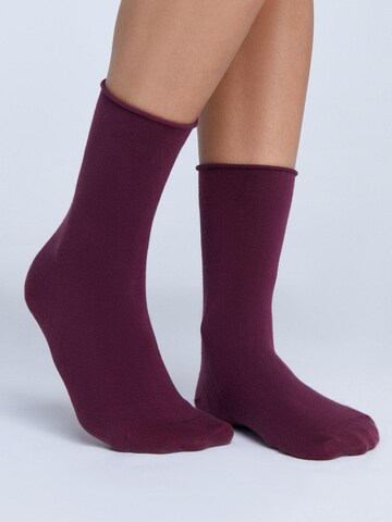 Albero Natur Socks 'Bio-Baumwoll-Socken mit Rollrand Unisex – 2er Pack' in Red