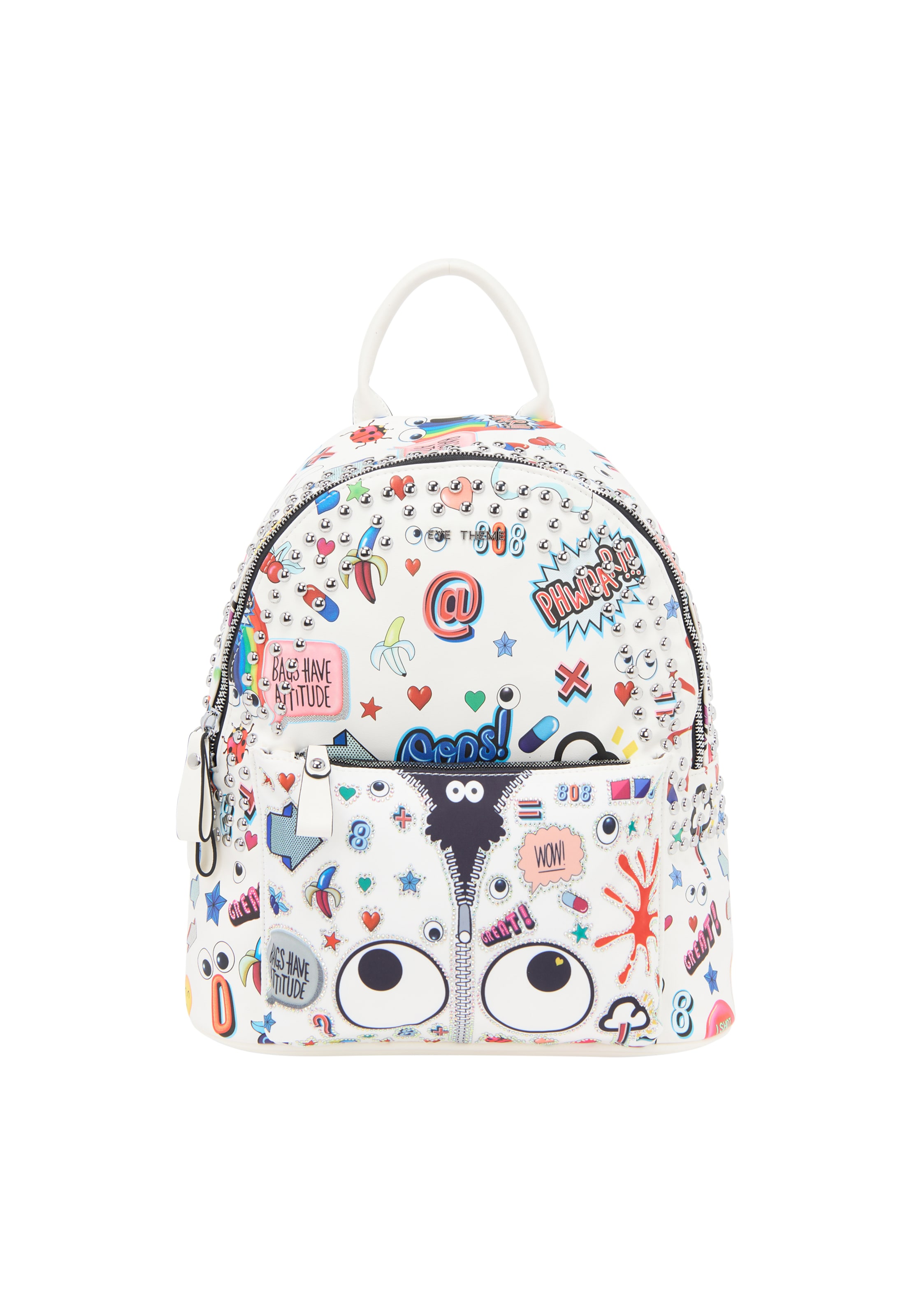 MYMO Batoh 'Pop Eyetheme' - Biela: predná strana