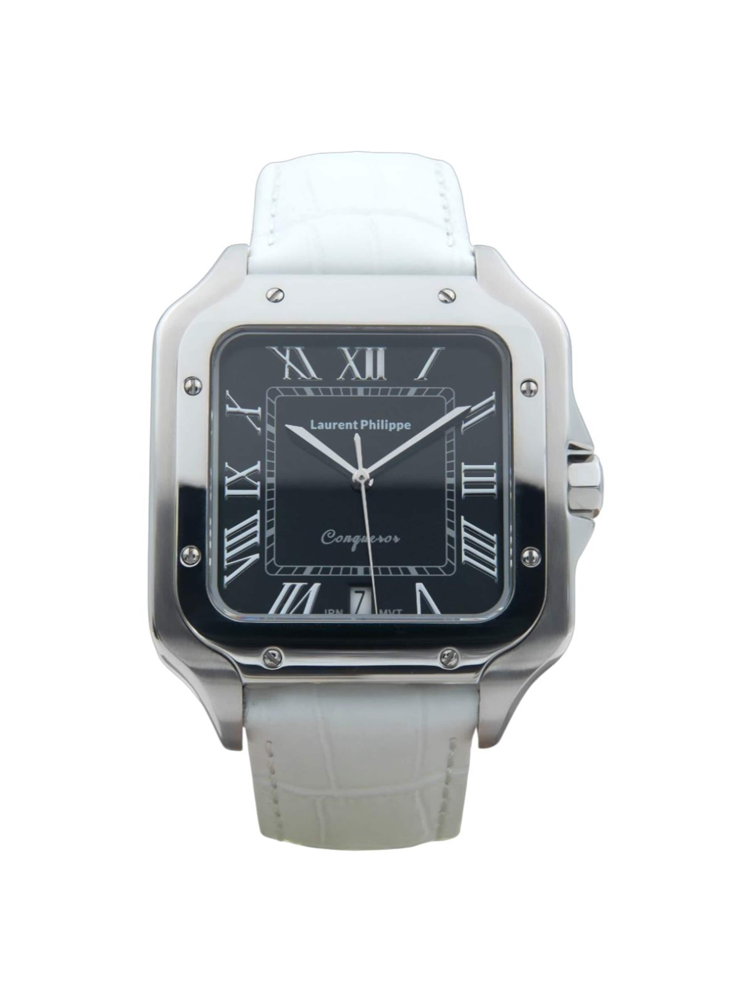 Laurent Philippe - Reloj analógico 'Conqueror Black Orlov – Bianco Bianco' en blanco: frente
