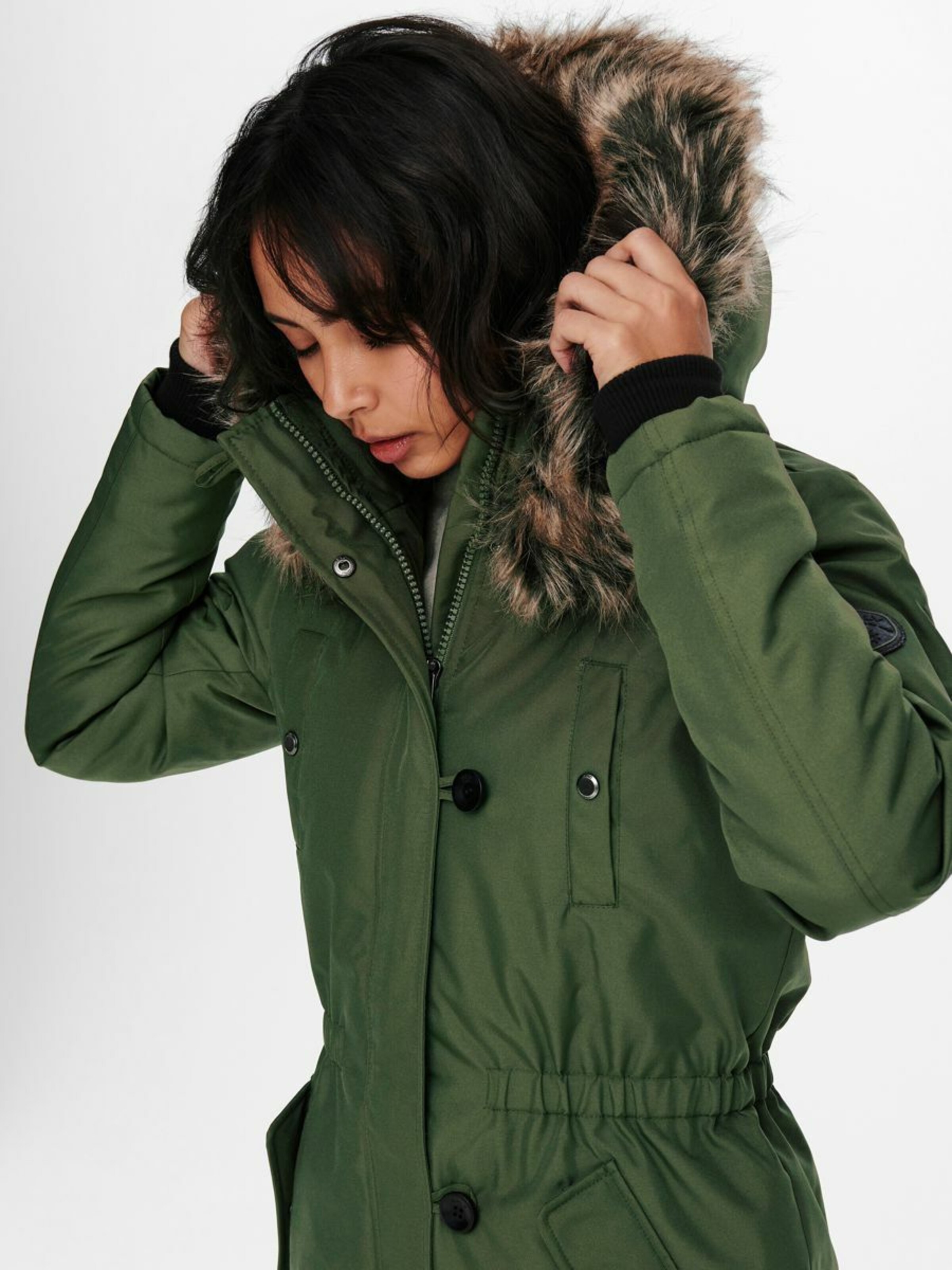 Frauen Große Größen ONLY Winterparka in Oliv - WF63743 Frauen Große Größen ONLY Winterparka in Oliv - WF63743