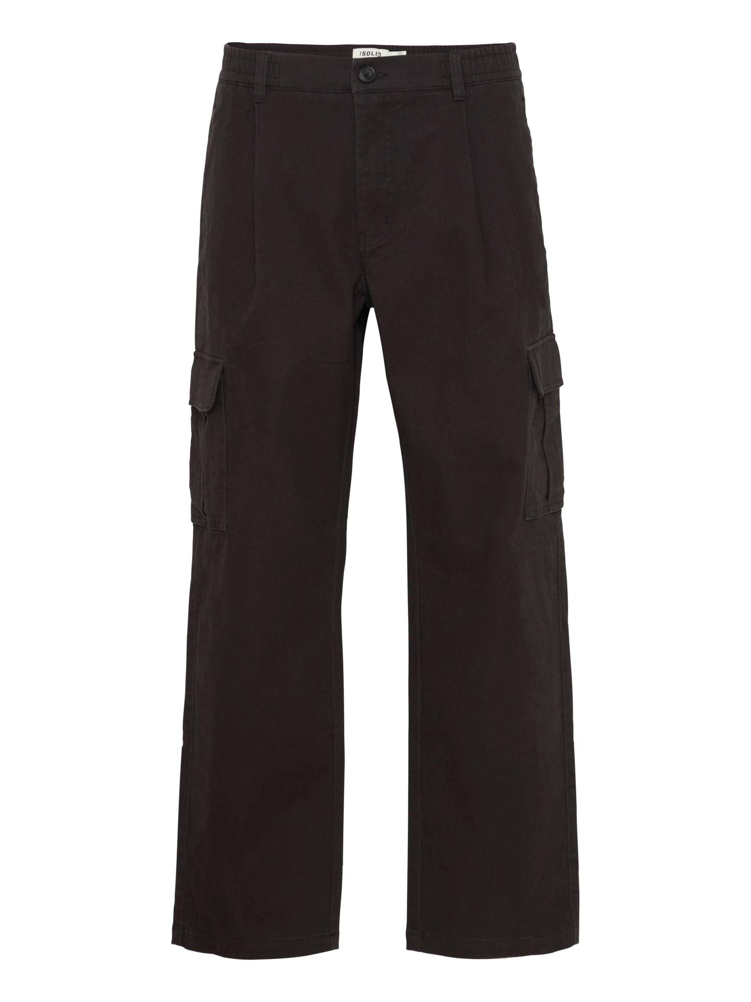 Loosefit Pantalon cargo 'Nait Alann Elas' !Solid en noir : devant