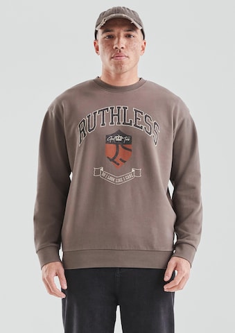 Sweat-shirt QS en marron : devant
