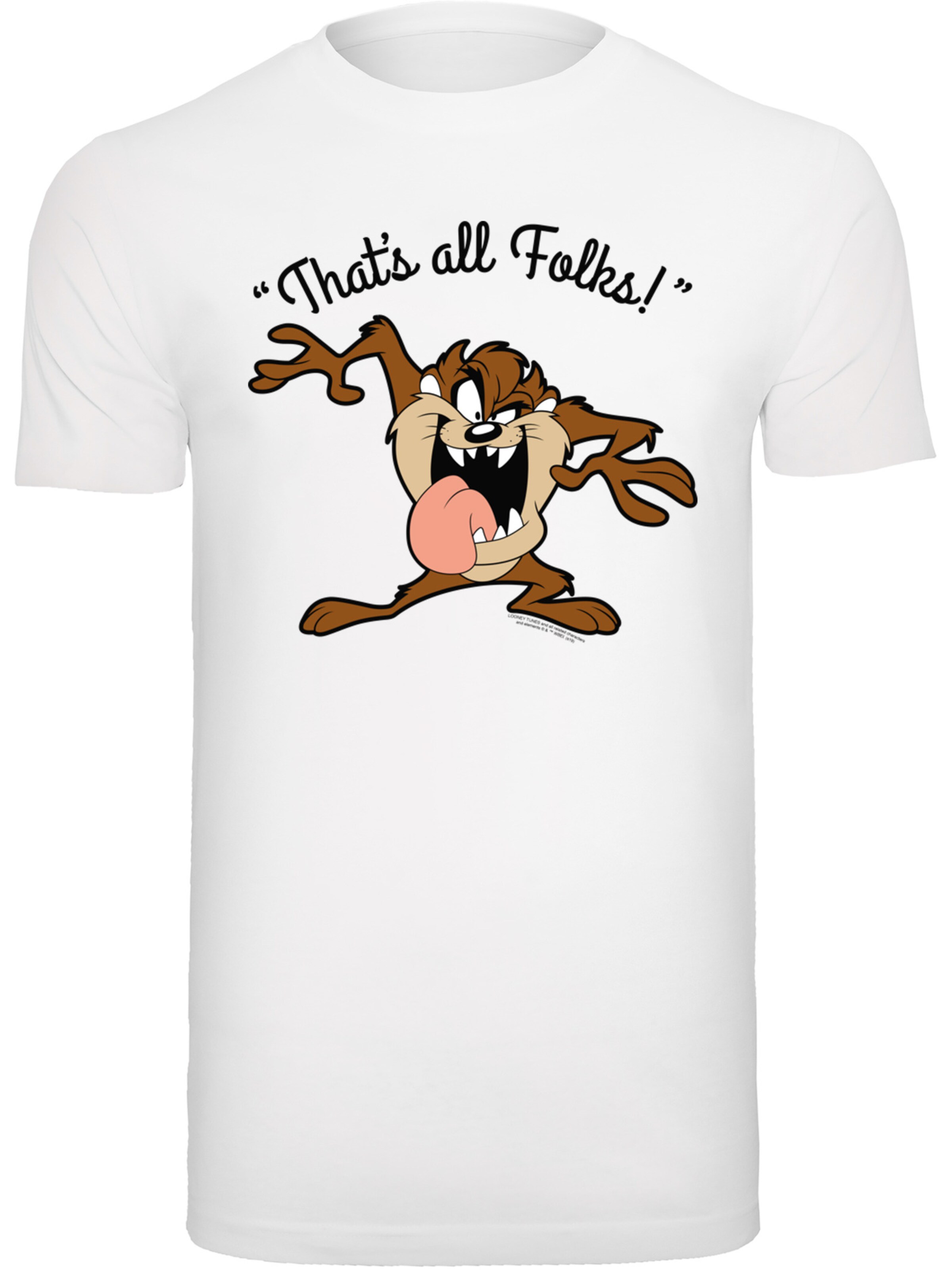 T-Shirt 'Looney Tunes Taz That's All Folks' F4NT4STIC en blanc : devant