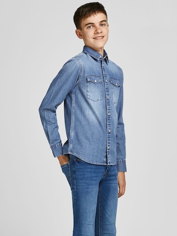 Jack & Jones Junior Regular fit Button Up Shirt in Blue: front