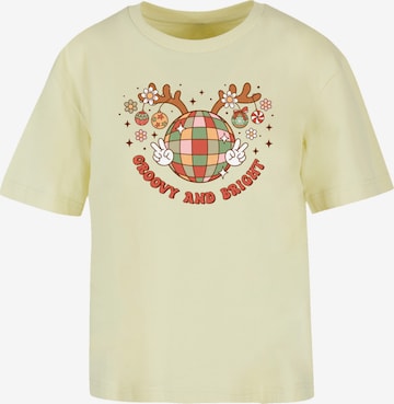 T-shirt oversize 'Groovy And Bright Christmas Disco Deer' F4NT4STIC en jaune : devant