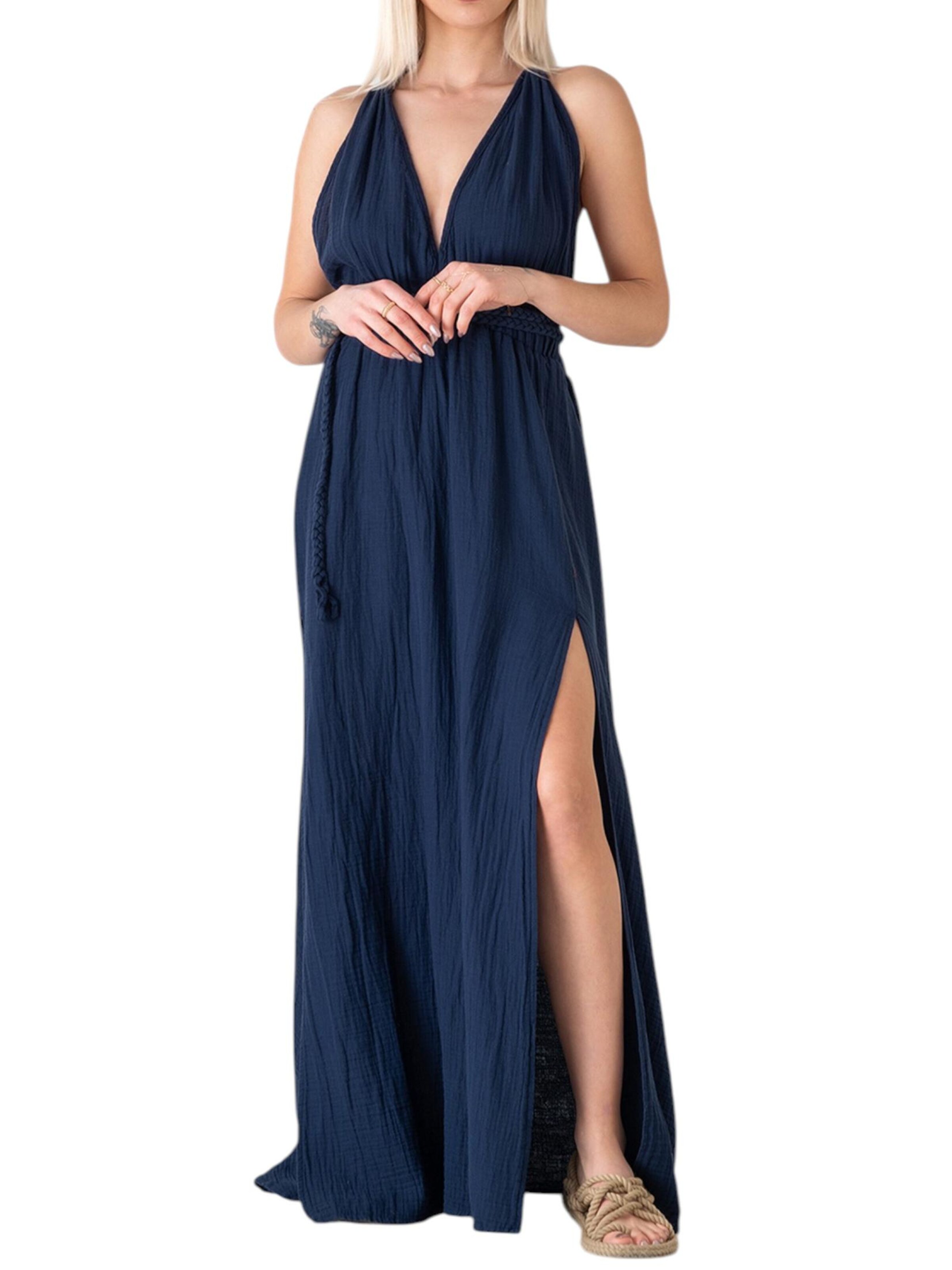 WENOR Jurk 'AURELA-BOHO' in Blauw