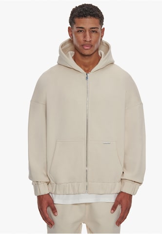 Dropsize Zip-Up Hoodie in Beige: front