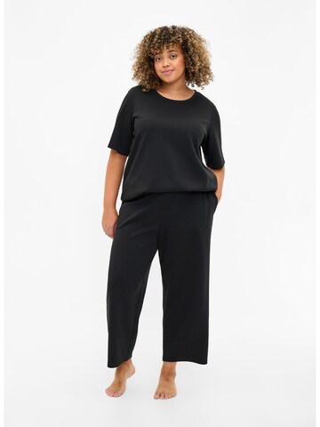 Zizzi Wide leg Pyjamabroek 'Malisa' in Zwart