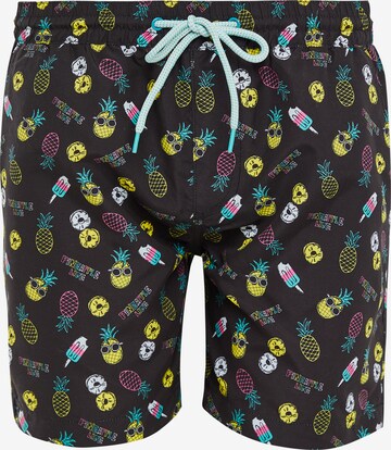 Shorts de bain 'Ananas' Threadbare en noir : devant