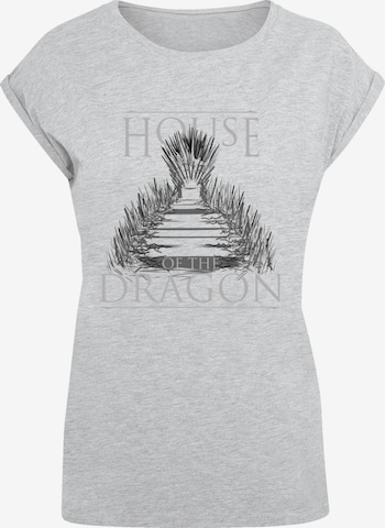 F4NT4STIC Shirt 'House Of The Dragon Throne' in Grijs: voorkant