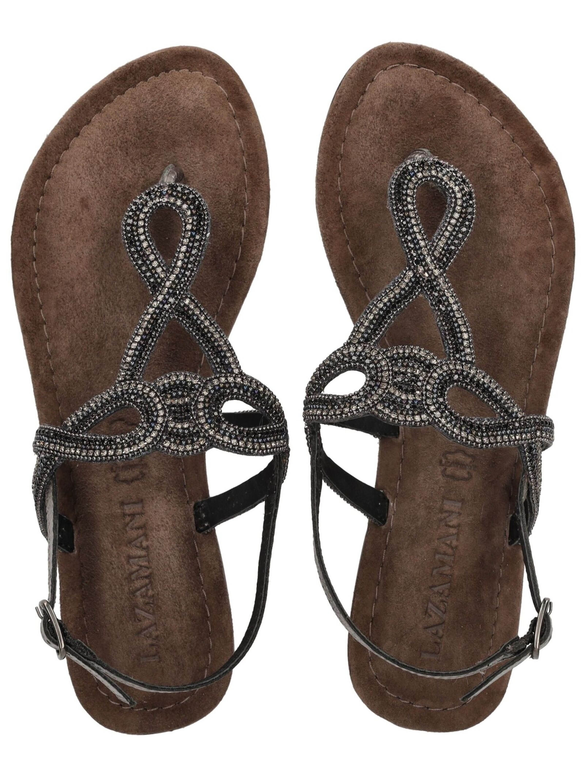 LAZAMANI T-Bar Sandals in Black