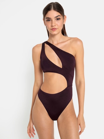 LSCN by LASCANA Swimsuit 'Monokini Nele' in Purple: front