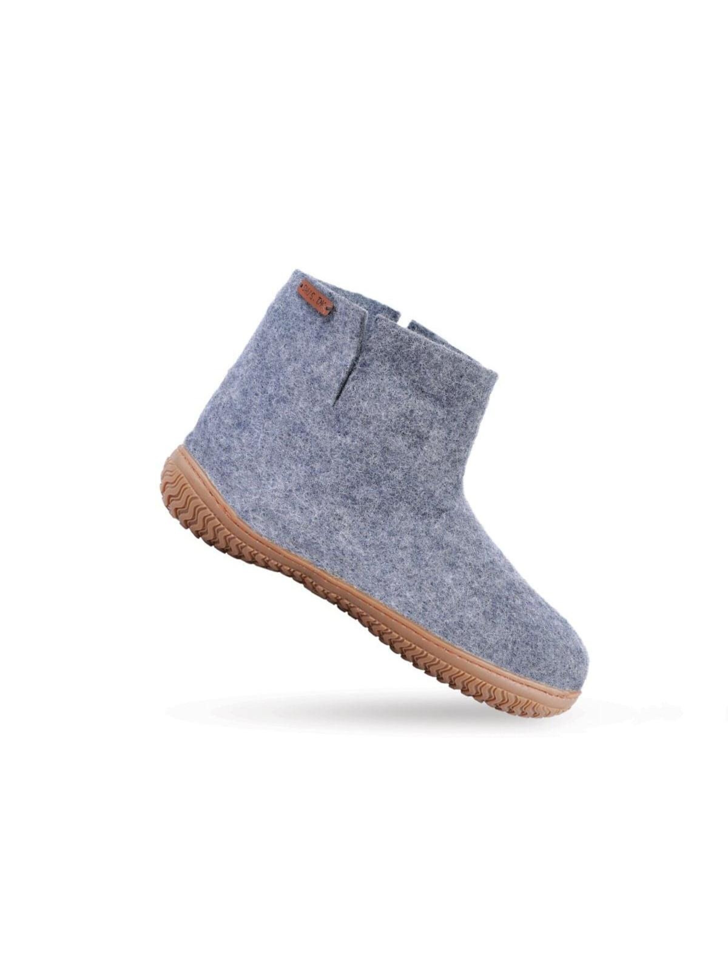 SHUS walk with nature Boots 'Filtstøvle (100% ren uld) - Model Denim m/Gummisål - Dansk Design fra SHUS' in Grijs