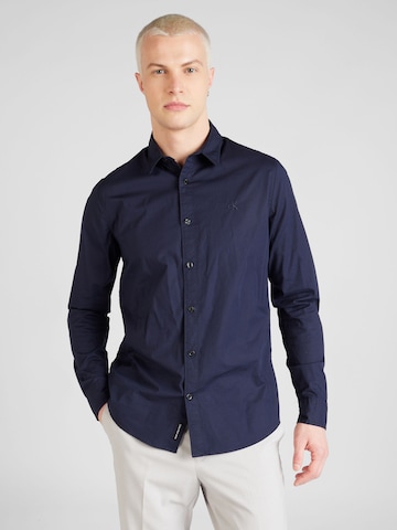 Calvin Klein Jeans Přiléhavý střih Košile – modrá: přední strana