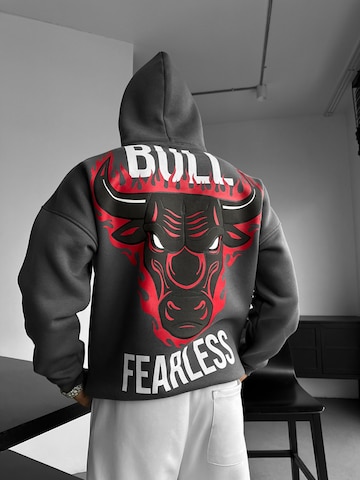 Felpa 'Oversize Bull Fearless Hoodie - Anthracite' di Kleidermafia in grigio