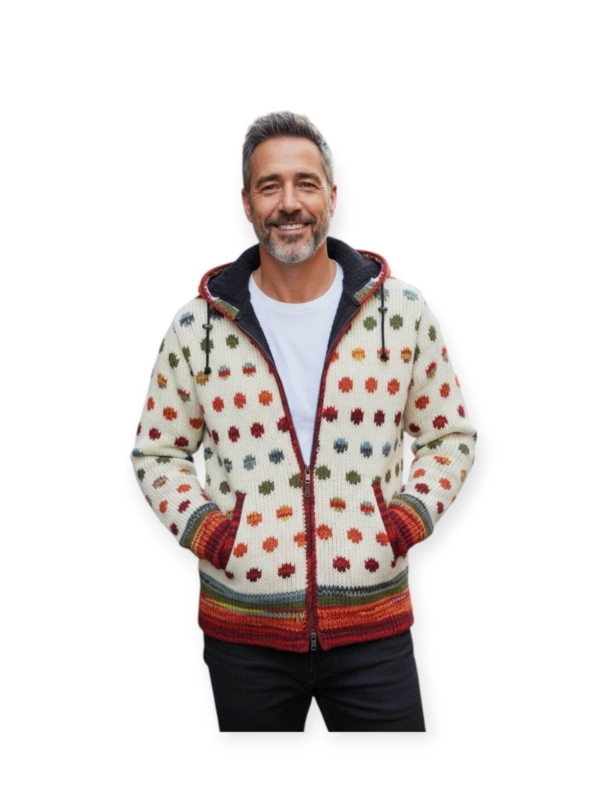 THC Natural Line Knit Cardigan 'THC 840' in Mixed colors