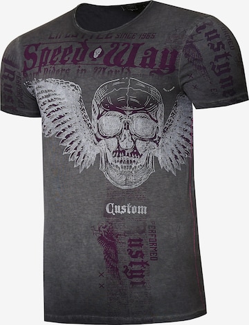 Rusty Neal Shirt 'Flying Skull' in Grijs