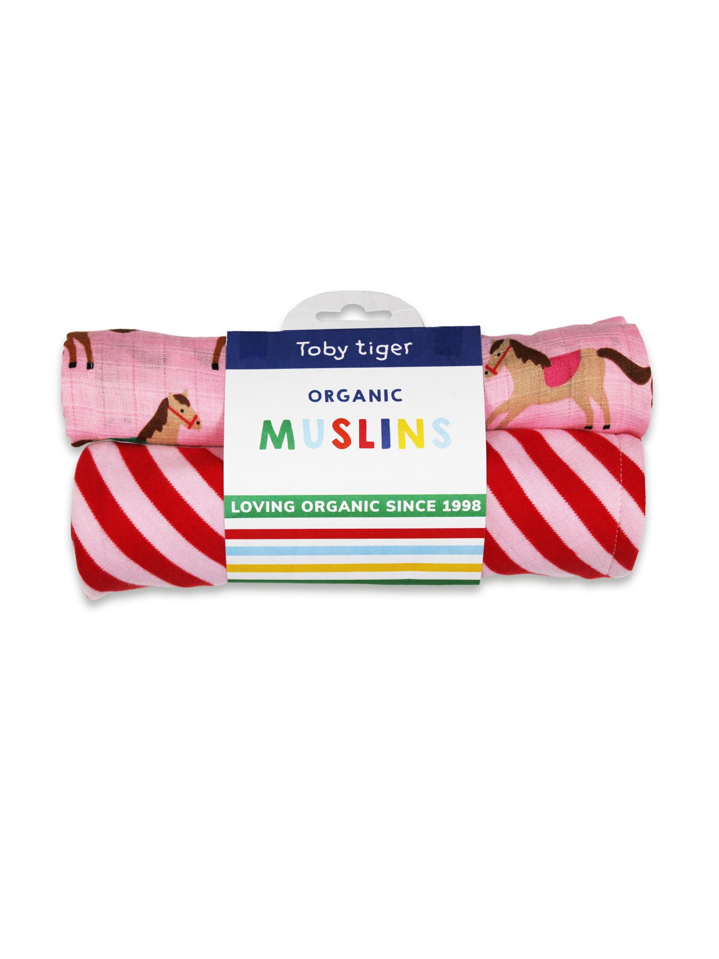 Toby Tiger Bib '2-er Pack Pferde' in Pink