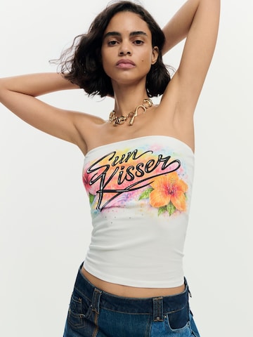 Desigual Top 'Strapless' in Wit: voorkant