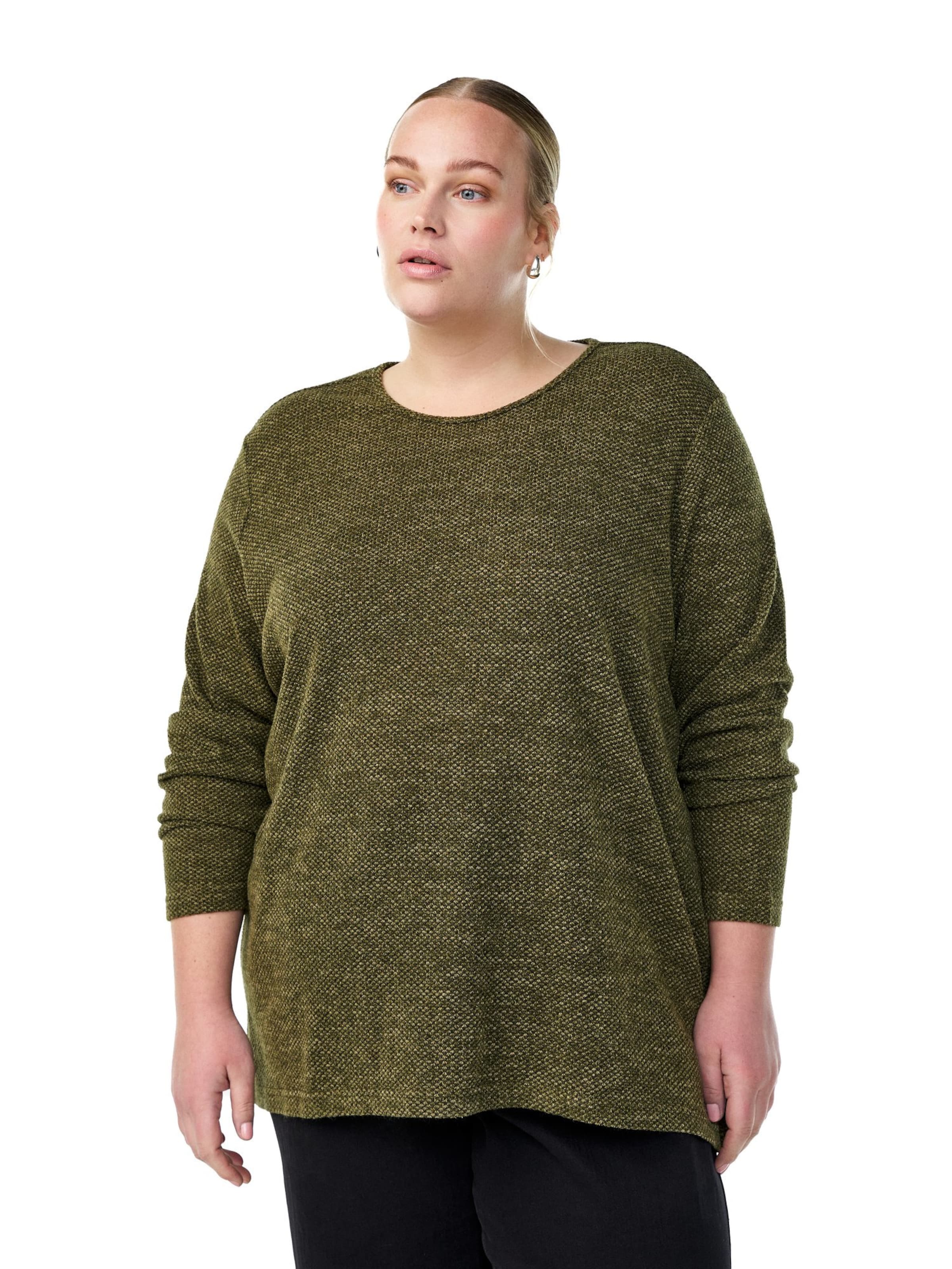 Zizzi Shirt 'Cavig' in Groen: voorkant