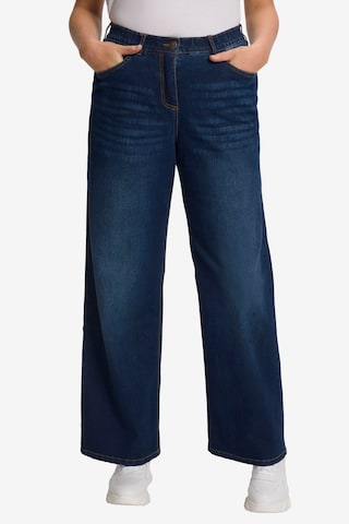 Ulla Popken Wide leg Jeans in Blauw: voorkant