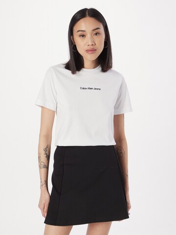 balta Calvin Klein Jeans Marškinėliai 'INSTITUTIONAL': priekis