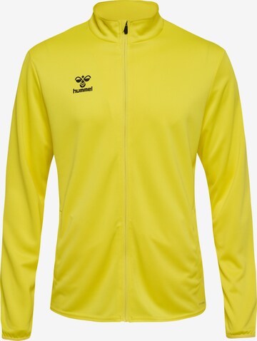 Hummel Athletic Zip-Up Hoodie 'ESSENTIAL' in Yellow: front