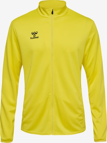 Hummel Athletic Zip-Up Hoodie 'ESSENTIAL' in Yellow: front