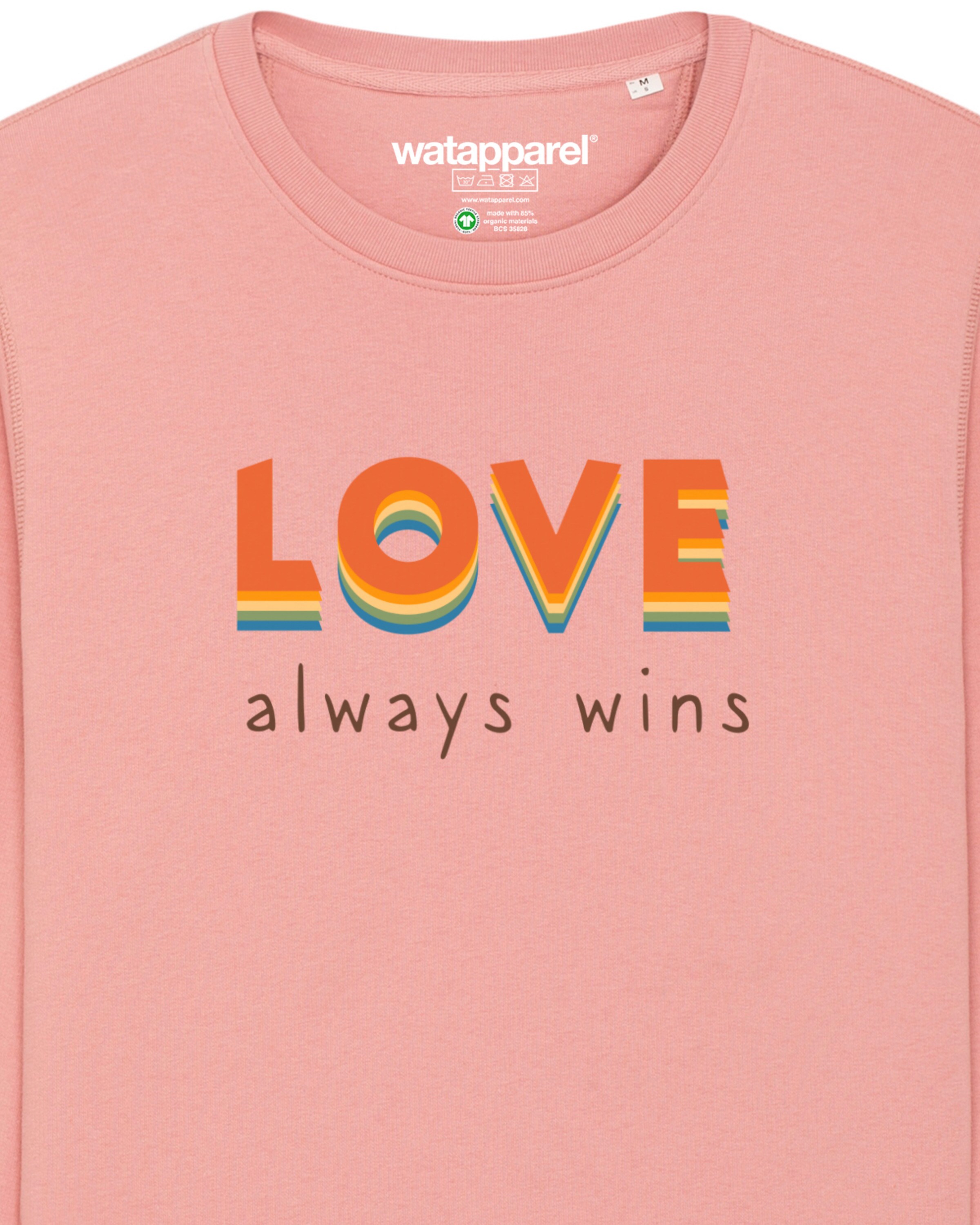 Felpa 'Love always wins' di Watapparel in rosa
