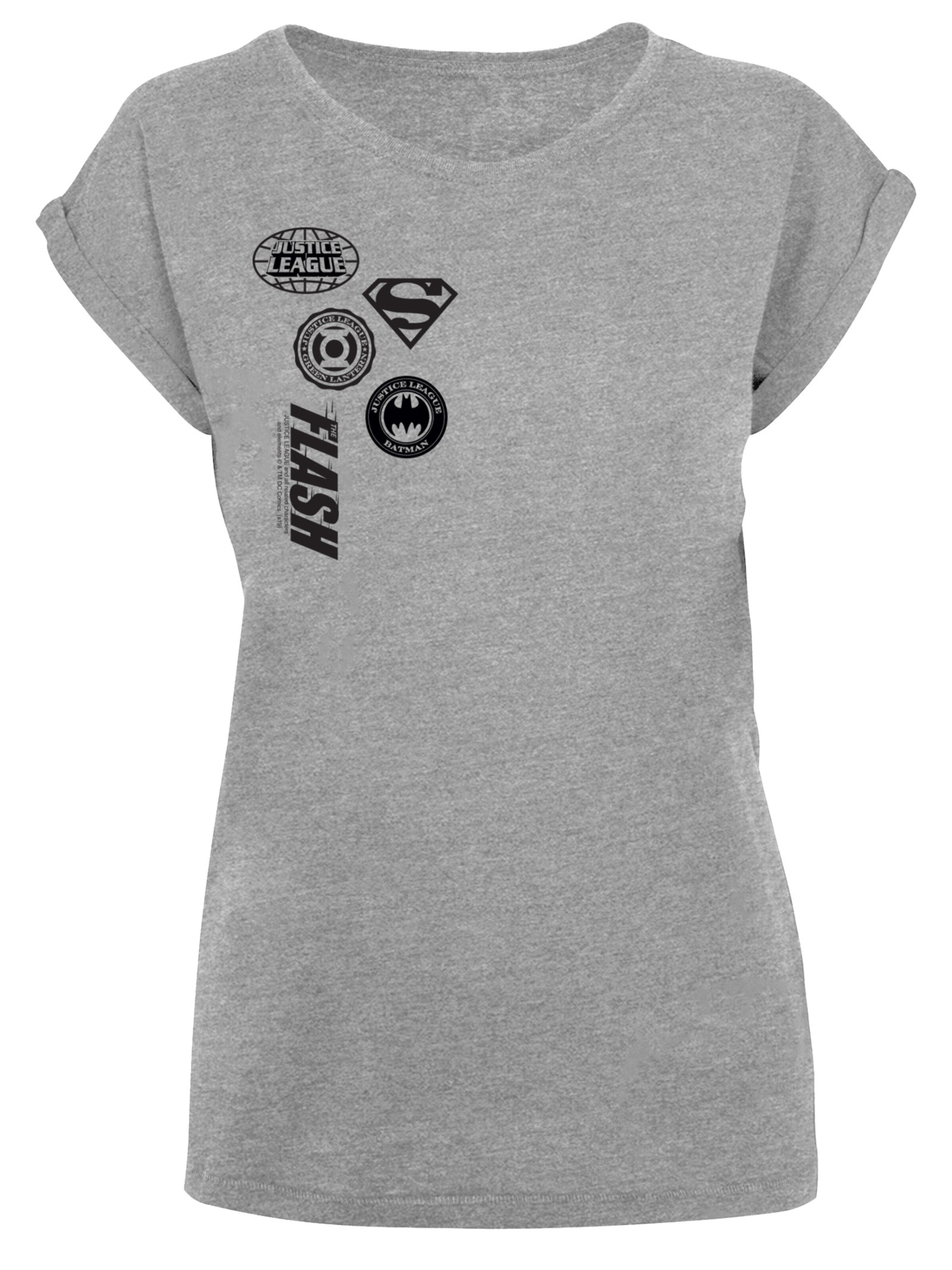 Maglietta 'DC Comics Justice League Icons Cluster' di F4NT4STIC in grigio: frontale