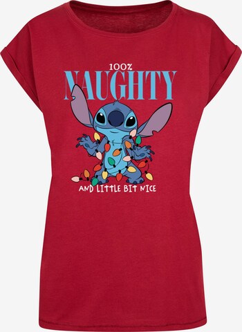 ABSOLUTE CULT Shirt 'Lilo And Stitch - Naughty And Nice' in Red: front