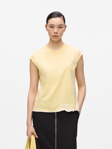 Karl Lagerfeld - Camiseta 'Signature' en amarillo: frente