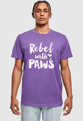 T-Shirt 'Peanuts - Rebel With Paws' Merchcode en violet : devant
