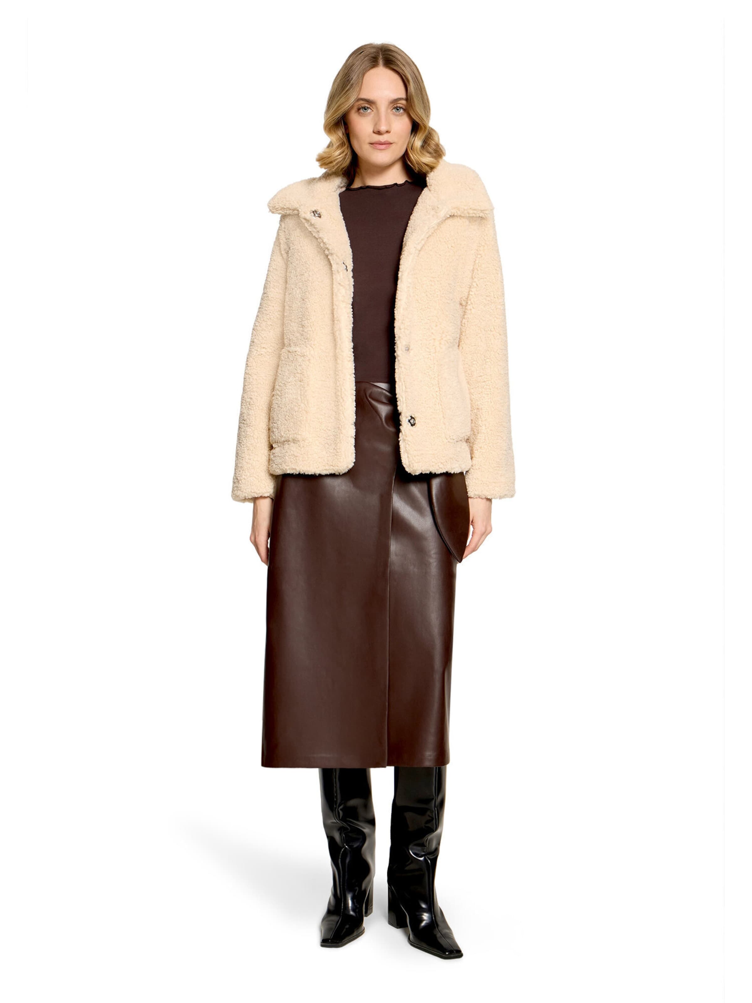 Cartoon Plüschjacke mit Kragen in Beige