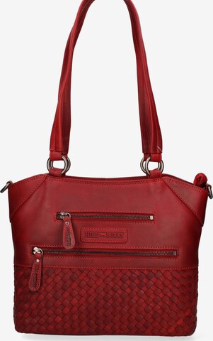 Borsa a spalla 'Borsa a Spalla Uomo Vera Pelle Vitello Ingrassata con Tracolla Regolabile 30x30 cm' di HILL BURRY in rosso: frontale