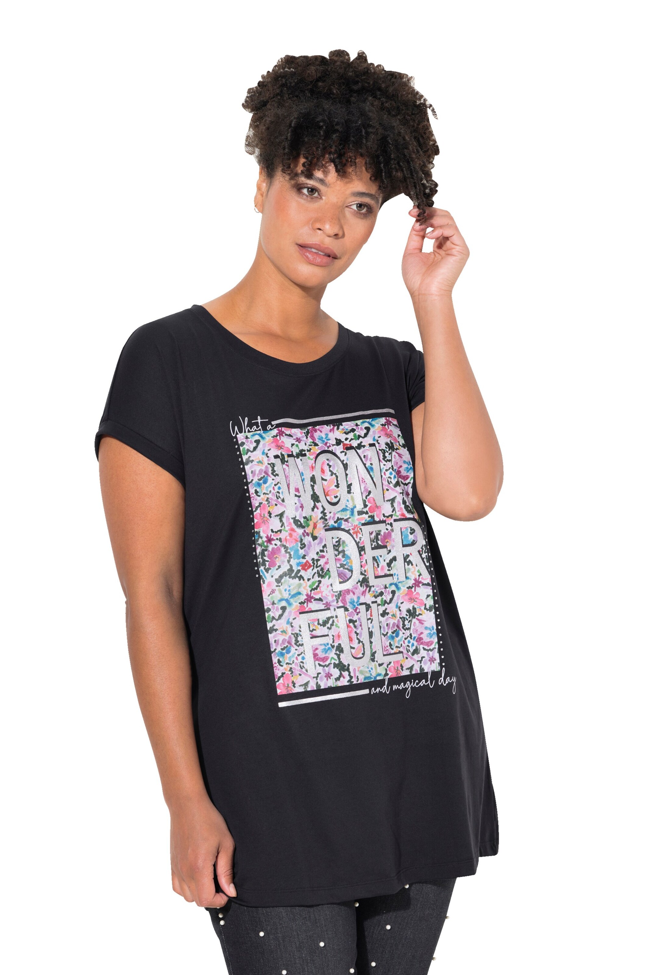 T-shirt MIAMODA en noir : devant
