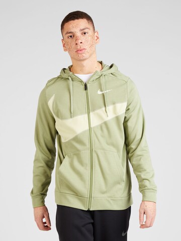 NIKE Sports sweat jacket 'ENERGY' in Green: front