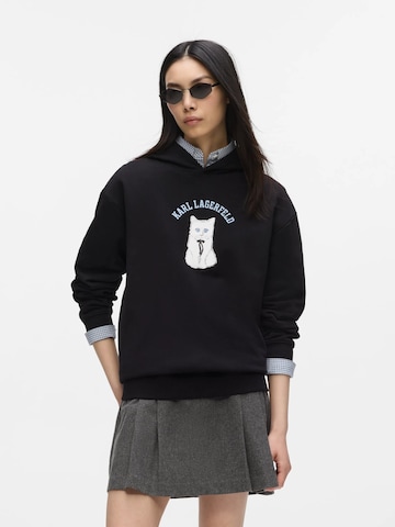 Sweat-shirt 'Choupette-Skizzen' Karl Lagerfeld en noir : devant