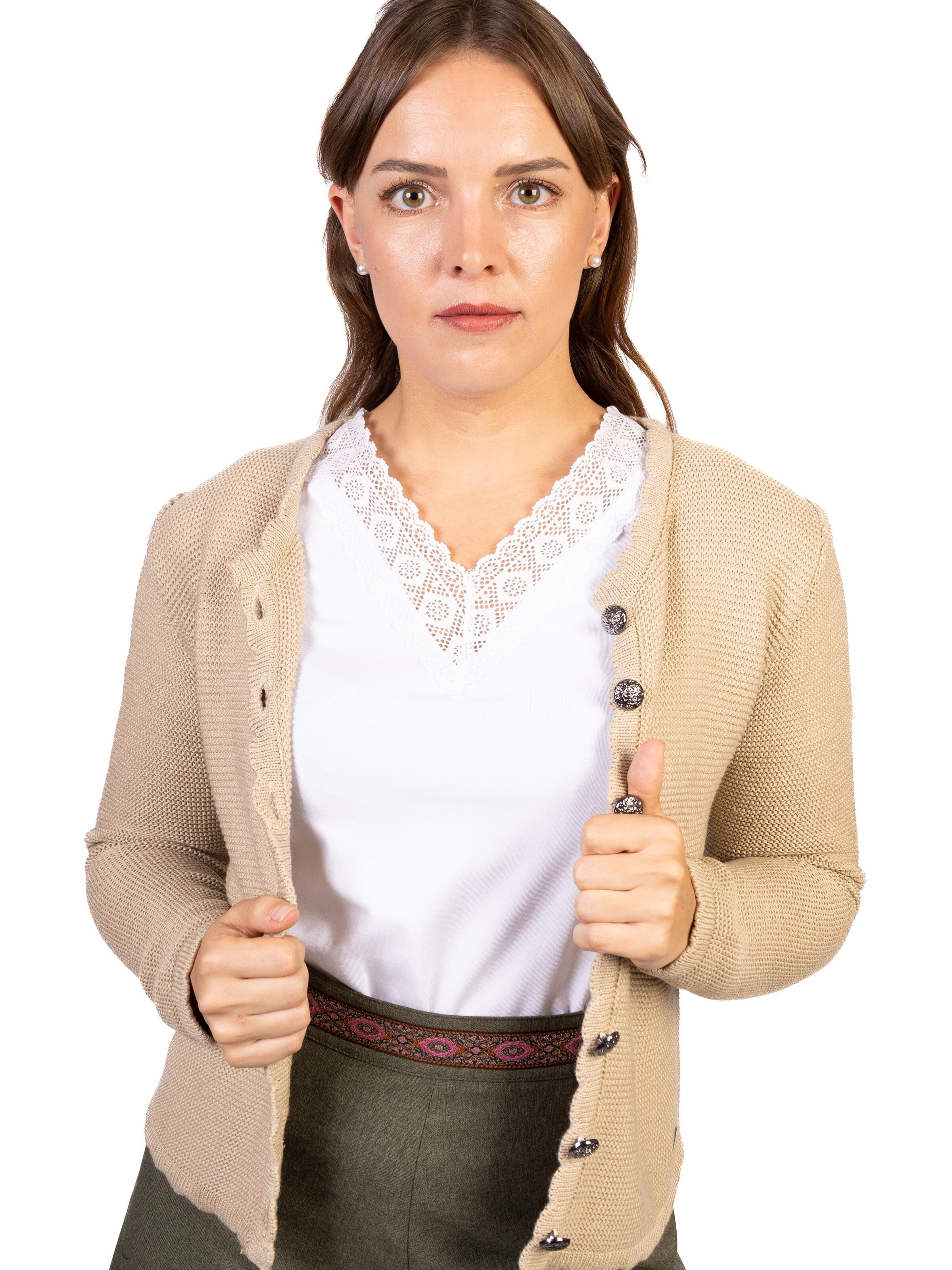 Trachtl Strickjanker 'Mona'‌‌‌‌‌‌ in Beige: Vorderseite